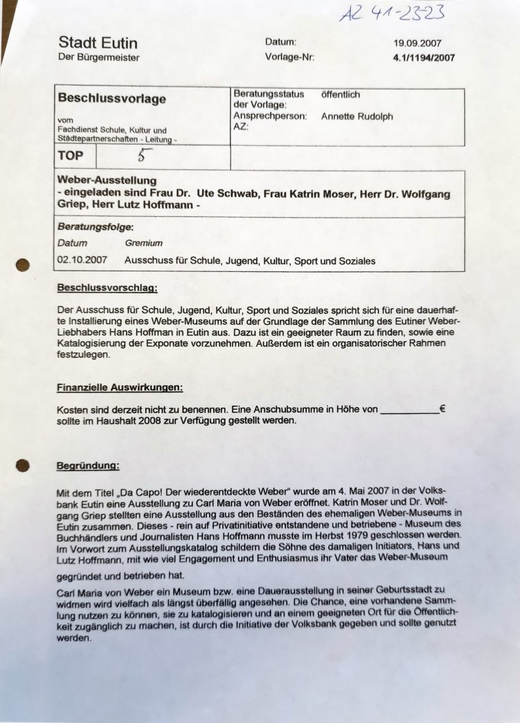 Weber-Museum geplant 2007