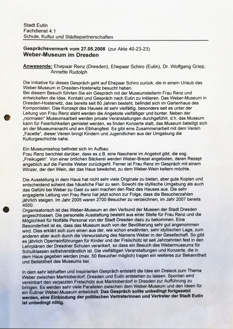 Weber-Museum geplant 2008