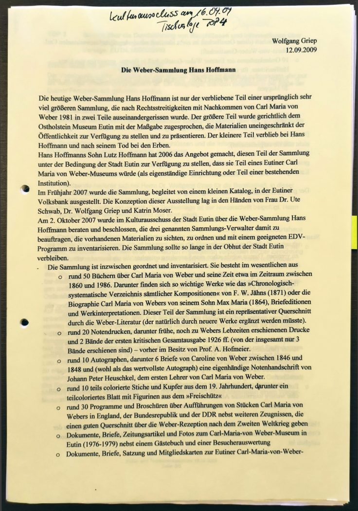 Weber-Museum geplant 2009