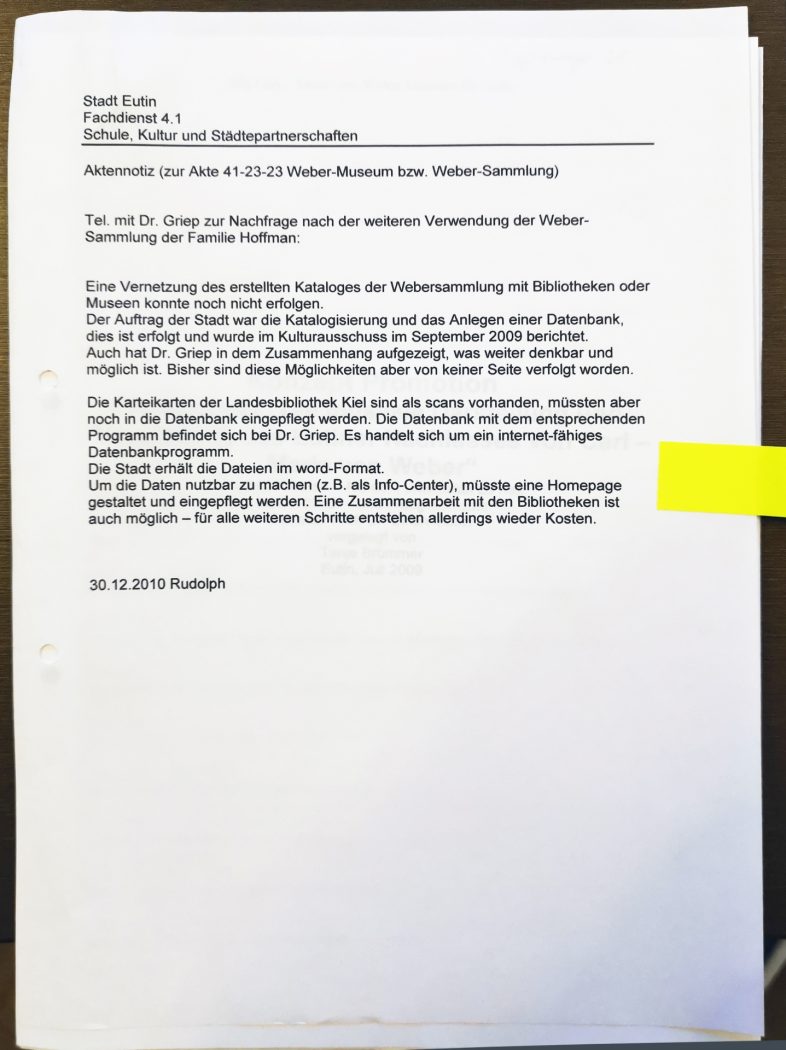 Weber-Museum geplant 2010