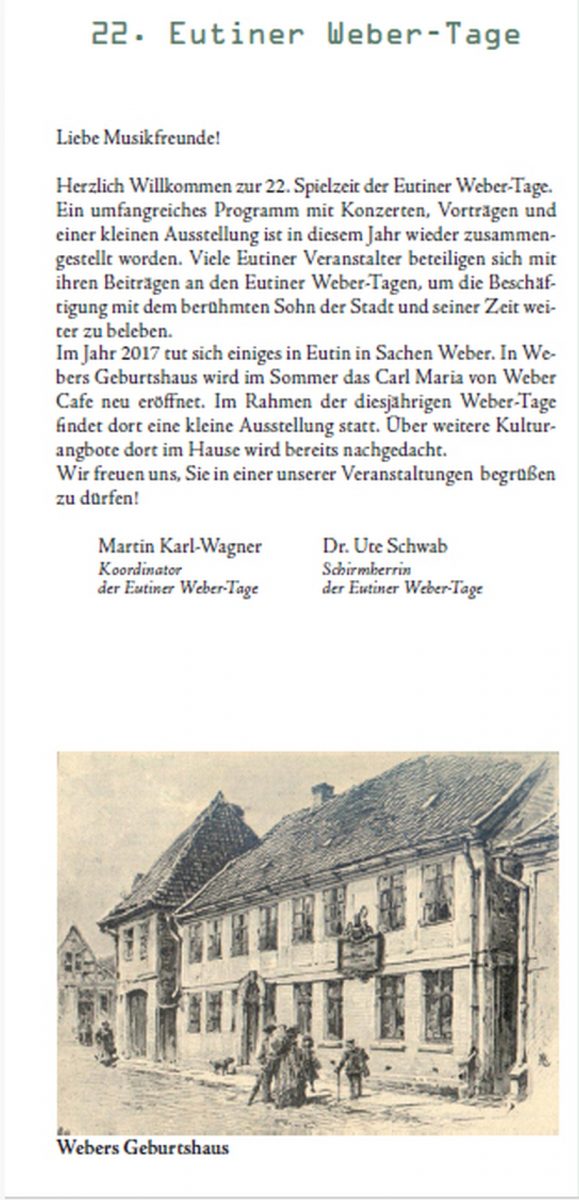 Eutiner Weber-Tage 2017