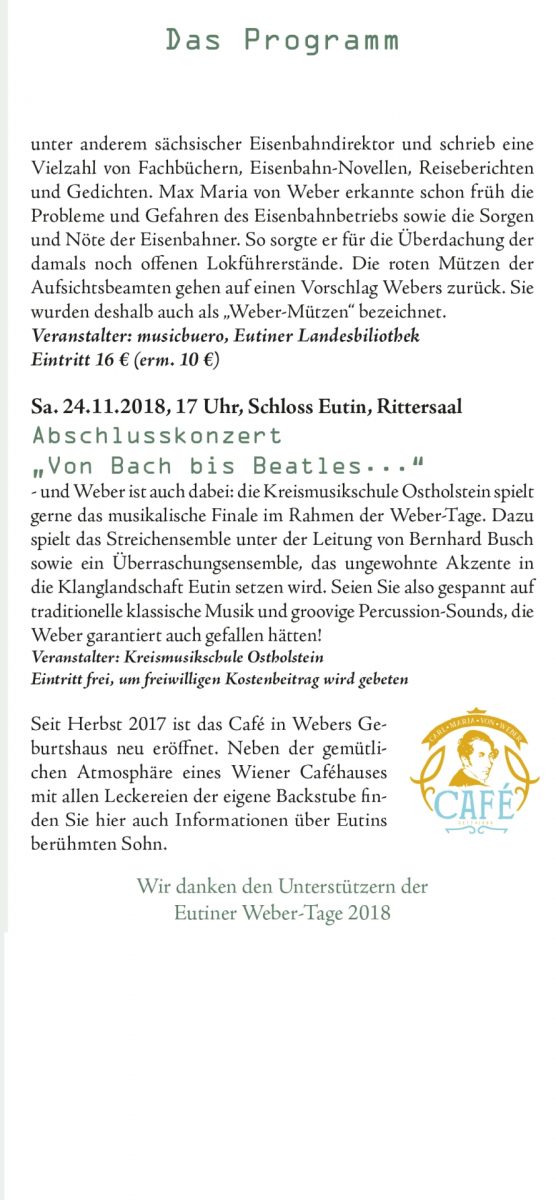 Eutiner Weber-Tage 2018