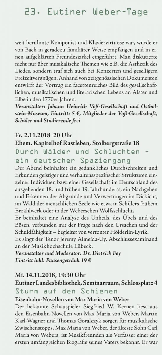 Eutiner Weber-Tage 2018
