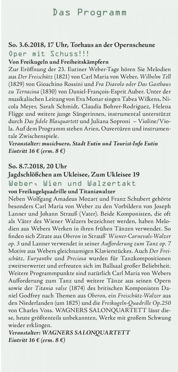 Eutiner Weber-Tage 2018