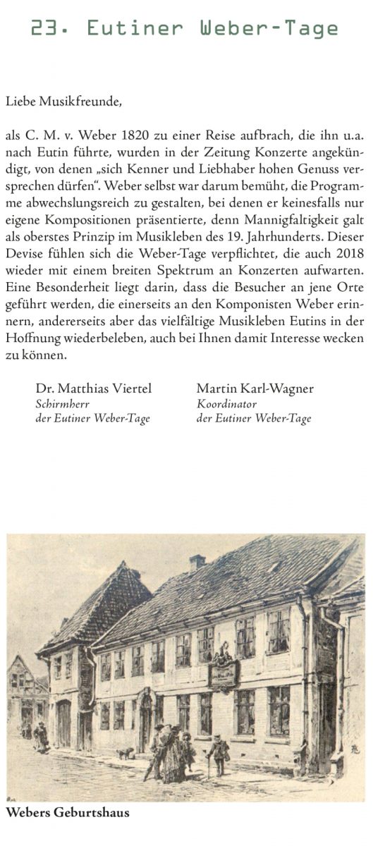 Eutiner Weber-Tage 2018