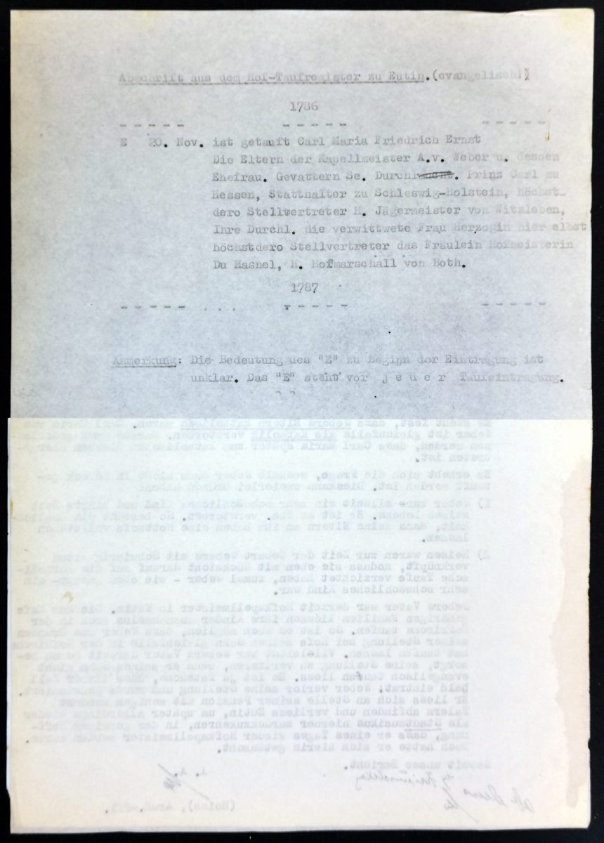 Eintragung der Taufe im Taufregister