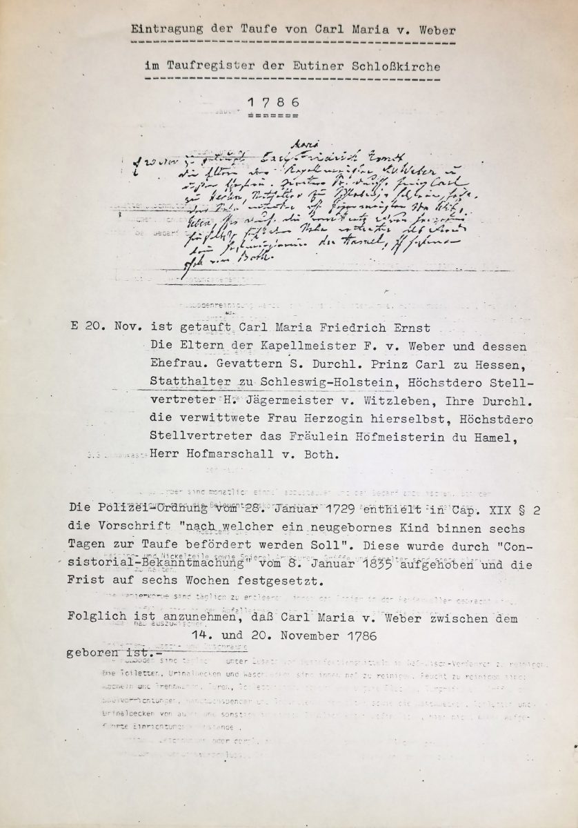 Eintragung der Taufe im Taufregister