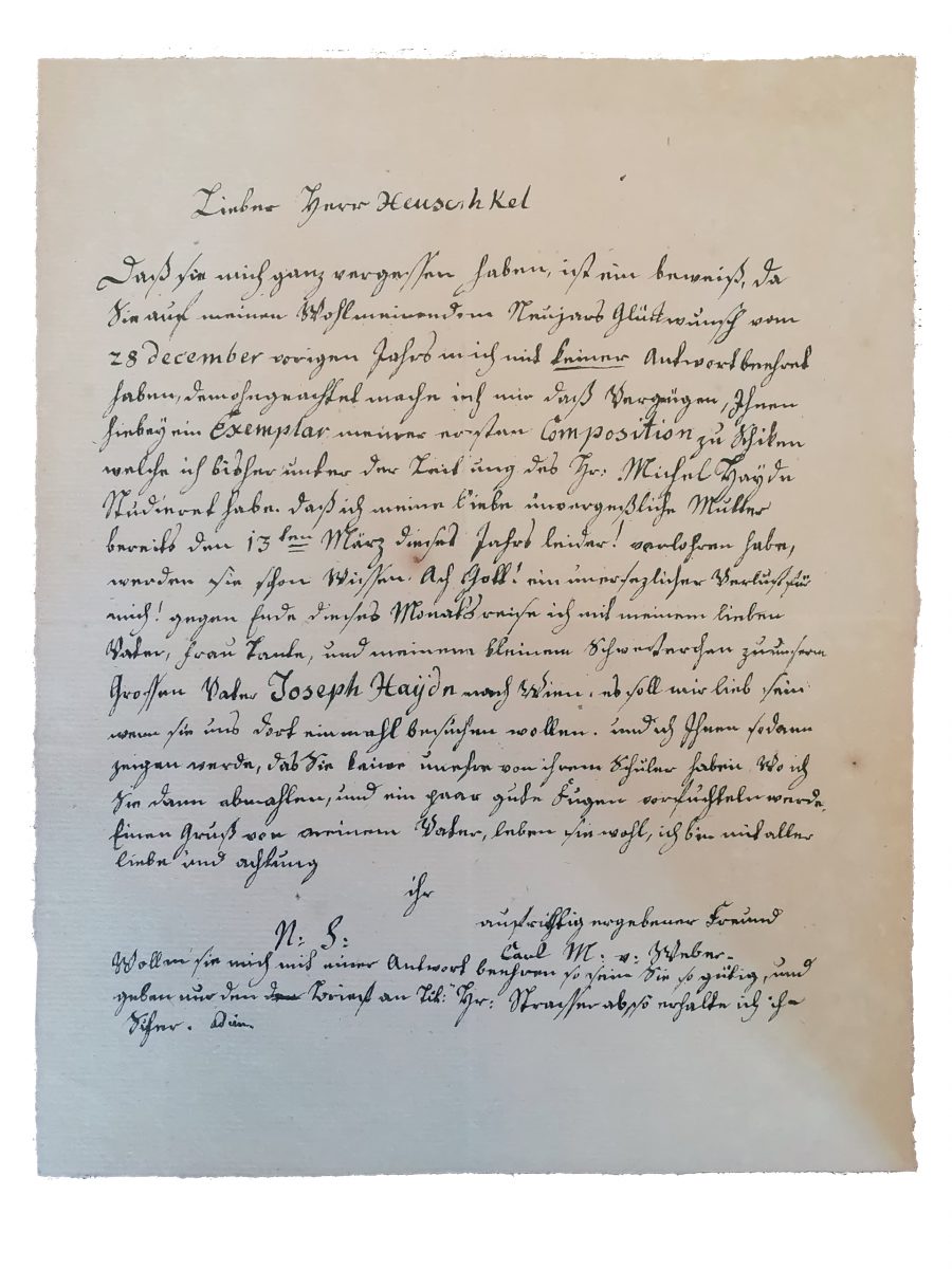 Brief von Carl Maria von Weber