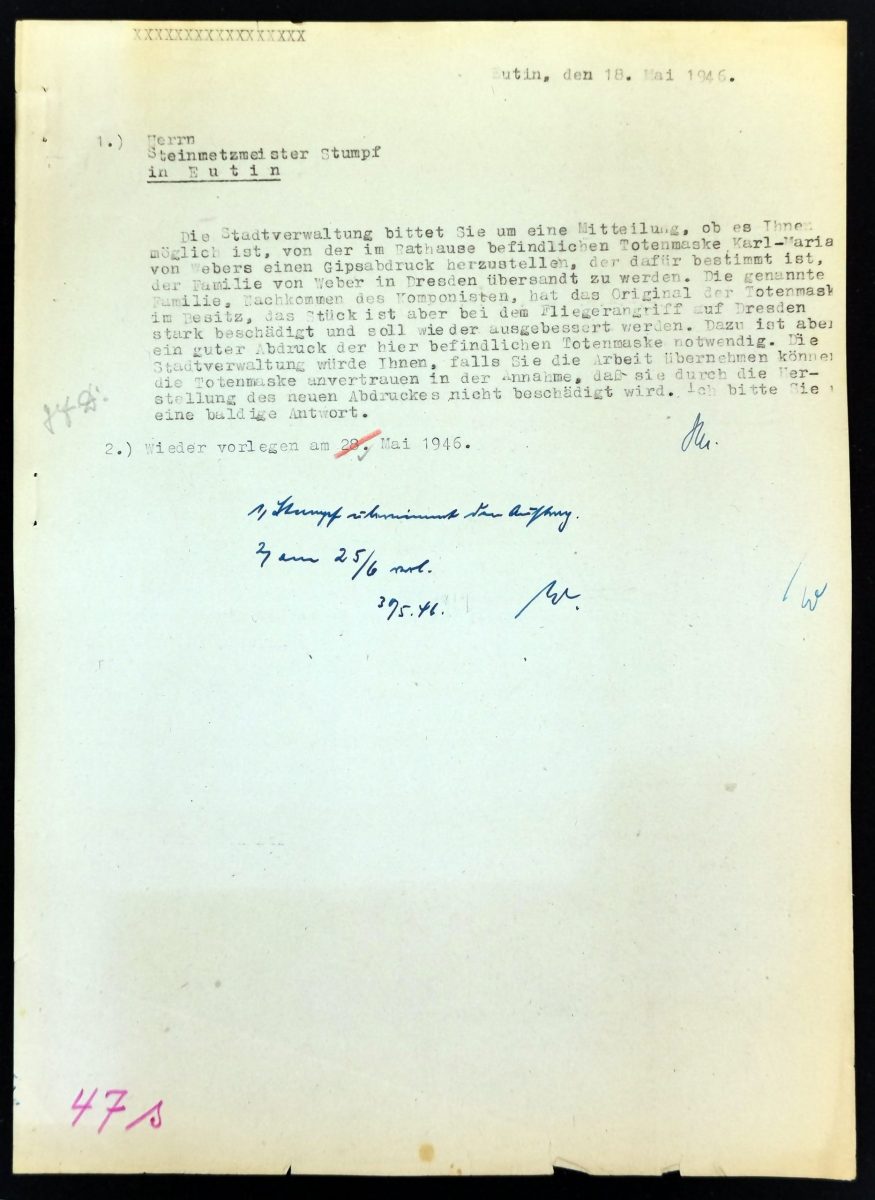 Schreiben an Mathilde von Weber