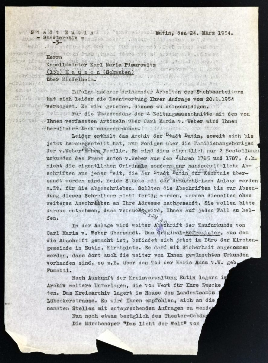 Antwortschreiben/Stadtarchiv 