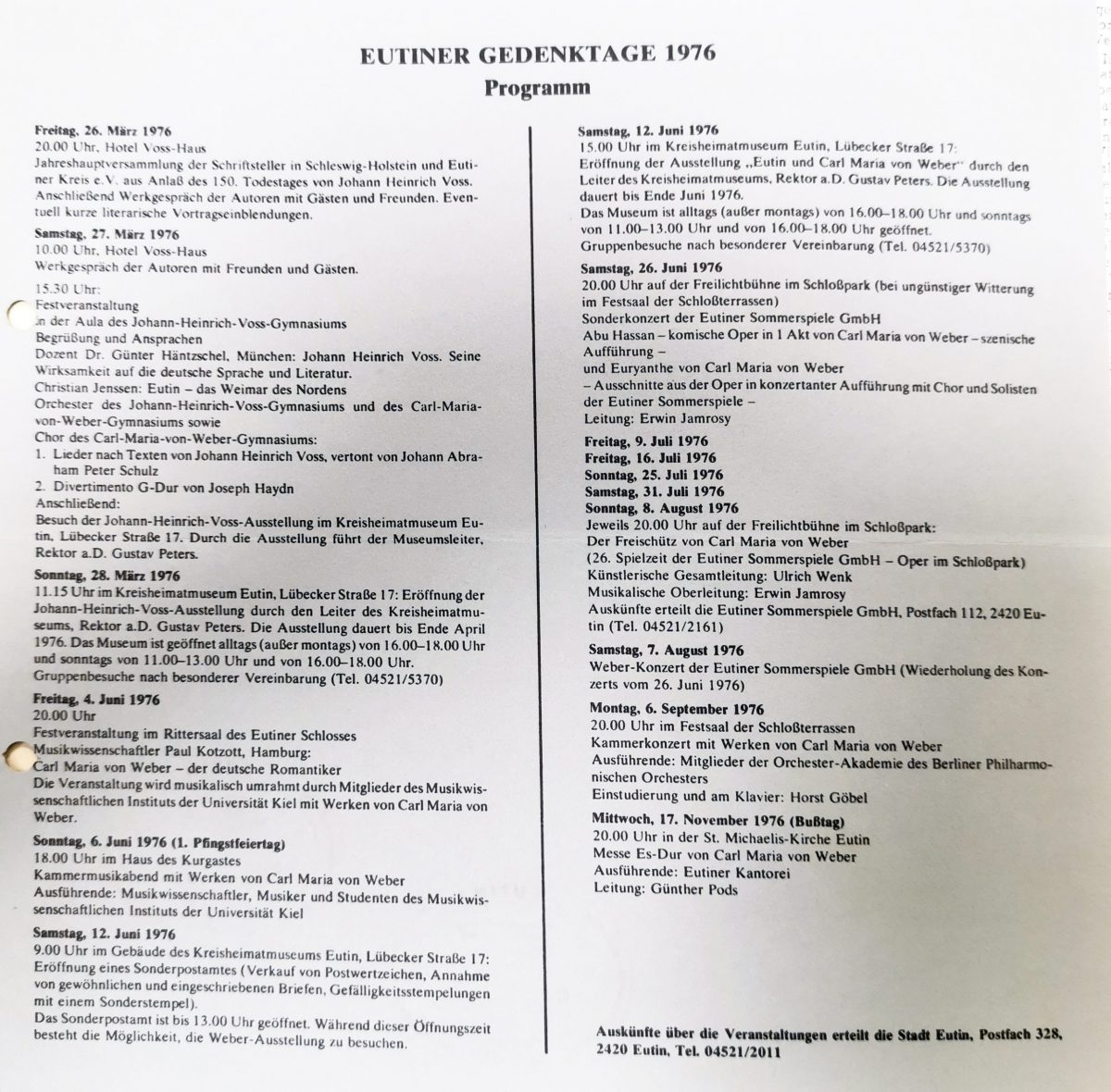 Eutiner Gedenktage 1976