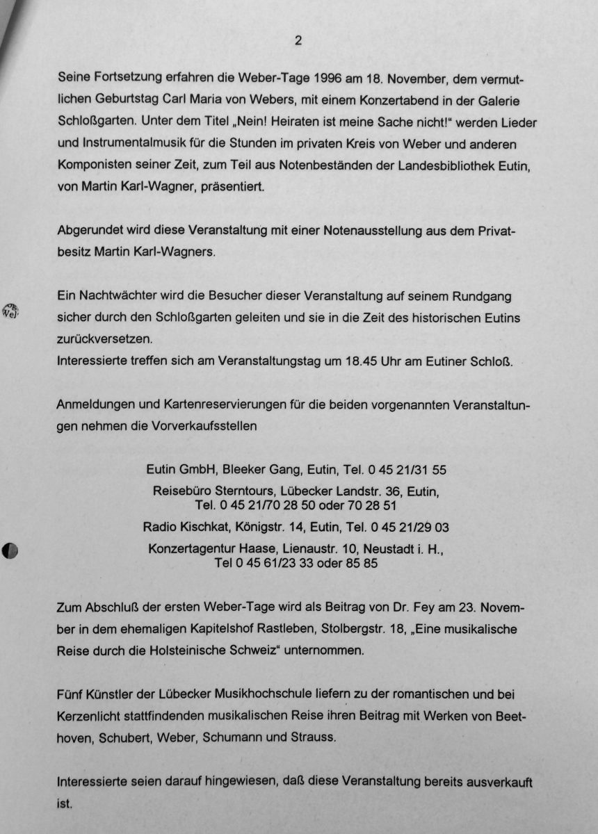 Eutiner Weber-Tage 1996