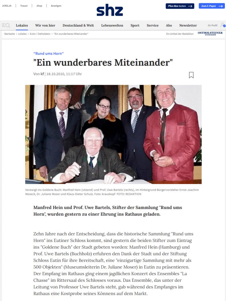 Eintrag in das Goldene Buch der Stadt Eutin