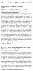 Eutiner Weber-Tage 2015