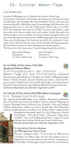 Eutiner Weber-Tage 2016