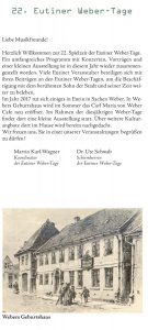 Eutiner Weber-Tage 2017