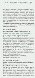 Eutiner Weber-Tage 2018