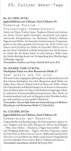 Eutiner Weber-Tage 2018