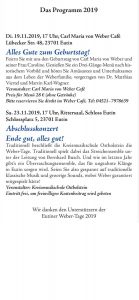 Eutiner Weber-Tage 2019 