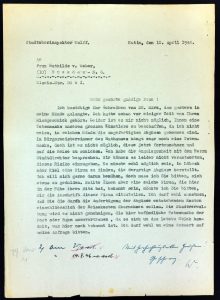 Schreiben an Mathilde von Weber