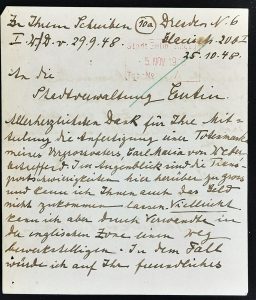 Schreiben an die Stadt